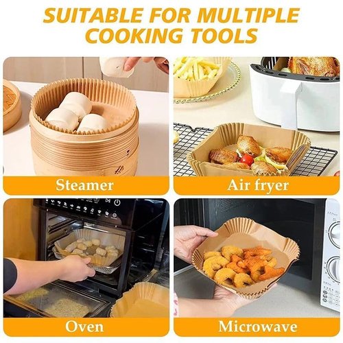 Aydicon Air Fryer Liners, Disposable Air Fryer Paper Liners – 100Pcs Non-Stick and Oil Proof for Easy Cleanup, Great for Oven, Pans & Baking (6.3 in Round, 100, Count)