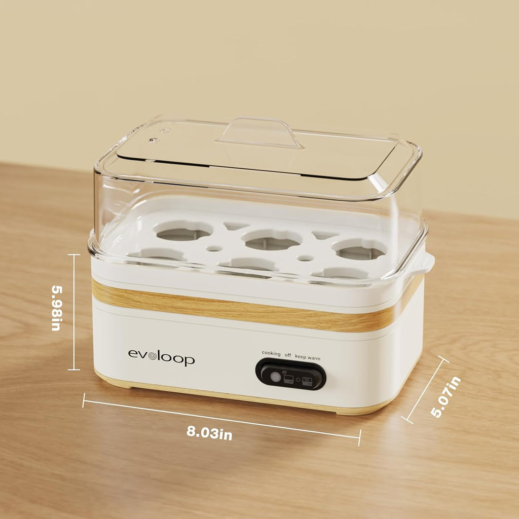 Rapid Egg Cooker - Electric 6 Egg Capacity for Soft, Medium, Hard Boiled & Poached Eggs | BPA-Free White