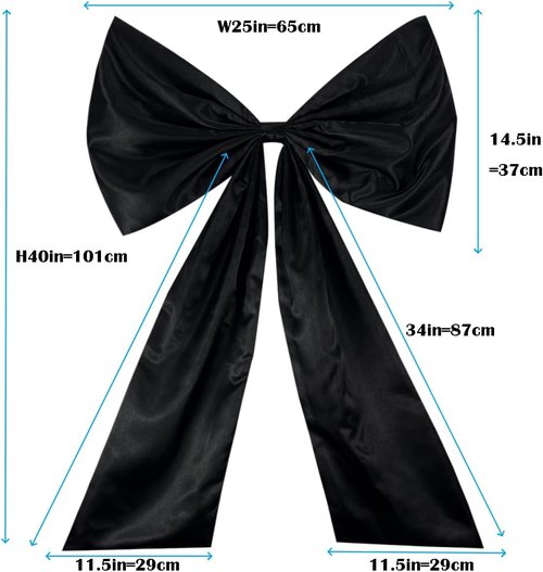 Giant Large Satin Ribbon Bow - 25x40 Inch | Elegant Black Bow for Weddings, Parties & Decor