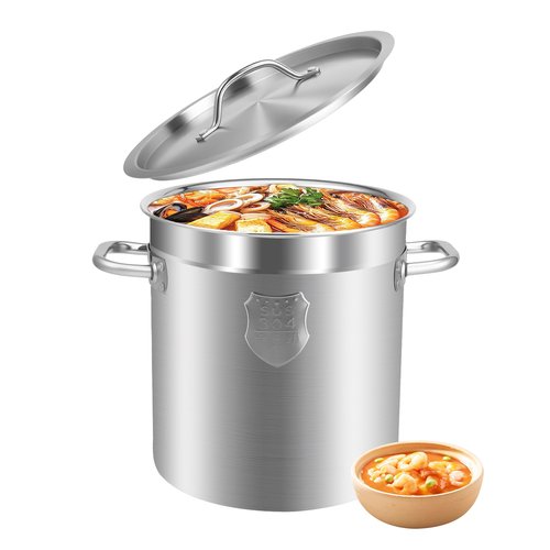 37qt Stainless Steel Pot, Heavy-Duty Restaurant Quality Soup Pots, Industrial Pots with Lid for Restaurant Kitchens Big Pot35L