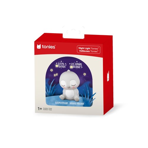 Tonies Night Light - Sleepy Penguin Audio Play Character from Sleepy Friends | Warm Glow | 140 Minutes of Beautifully Composed Melodies | Record Your Own Bedtime Stories
