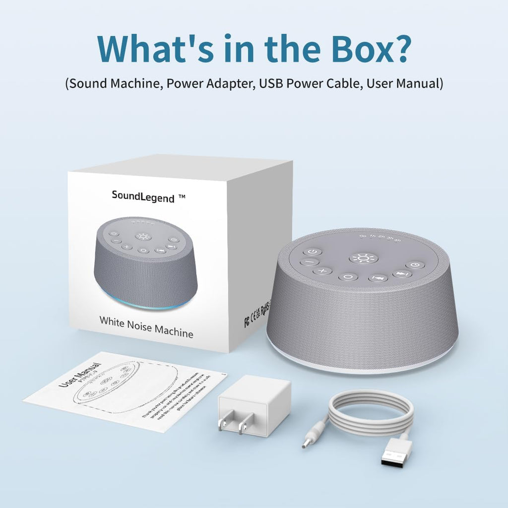 SoundLegend Sleep White Noise Machine - 30 Soothing Sounds, 32-Level Volume, 12 Color Lights, Compact Design