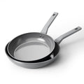 Sanho Diamond-Titanium Ceramic Nonstick Fry Pan Set, 10in & 12in Frying Pans, PFAS PFOA PTFE Free, Dishwasher Safe & Induction Compatible Cookware with Cool-Touch Handle, Gray