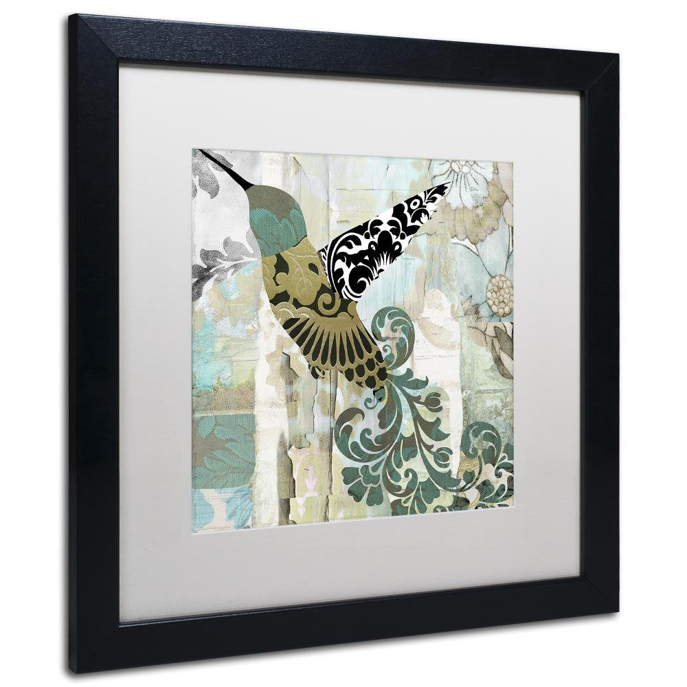 Trademark Fine Art ALI4506-B1616MF "Hummingbird Batik II" Framed Original Artwork, 16x16"