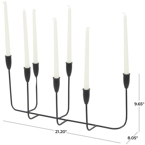 CosmoLiving by Cosmopolitan Metal Tapered 7 Plate Candle Holder, 21" x 8" x 10", Black