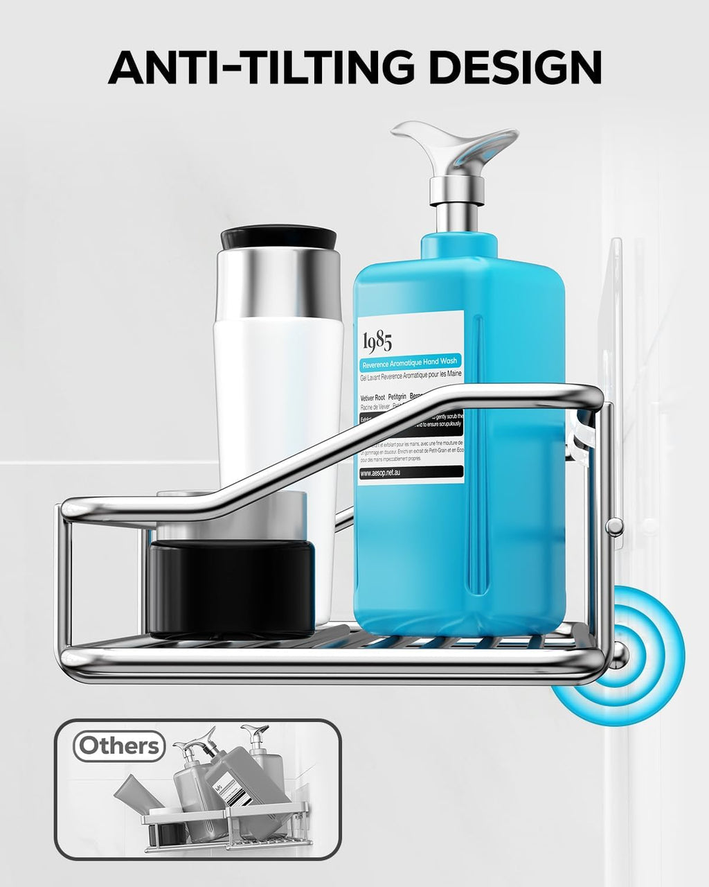 Nieifi Shower Caddy Shelf - Adhesive Stainless Steel Storage Rack with Hooks | 2 Pack for Bathroom & Kitchen