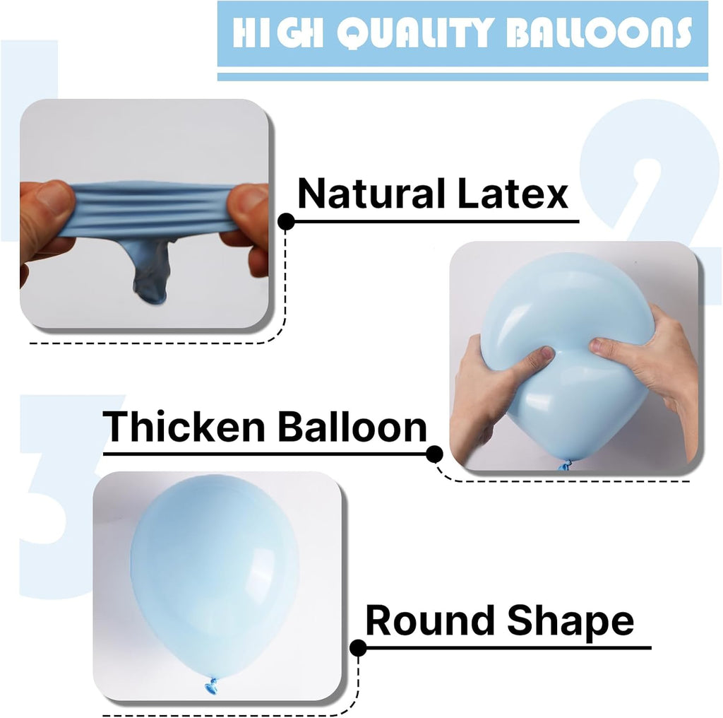 PartyWoo Baby Blue Balloons - 100 Pcs in Various Sizes for Graduation & Baby Shower Decor | Light Pastel Aqua Blue
