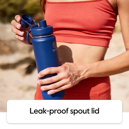 Takeya Actives Stainless Steel Water Bottle, Insulated Spout Lid, Keeps Drinks Cold 24 Hrs, Leakproof, Durable, Dishwasher Safe, Ideal for Gym, Travel, Fits Most Cup Holders, 24 oz/Arctic