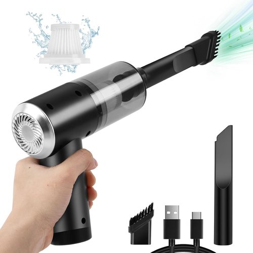 XBllcyiv Mini Vacuum Cleaner for,2 in 1 Keyboard Vacuum Cleaner Wireless Handheld,Car Vacuum with Brushless Motor High Power 120W Rechargeable Easy to Clean Car Interior (Black)