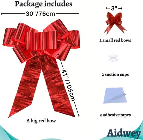 Big Car Bow - 30-Inch Giant Red Gift Bow for Cars, Birthdays, Christmas & Parties | Perfect for New House Decorations