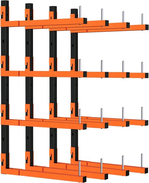 4 Pack Lumber Storage Rack - Heavy Duty Wall Mount Adjustable Rack Holds Up to 1040 Lbs | Ideal for Garage & Workshop