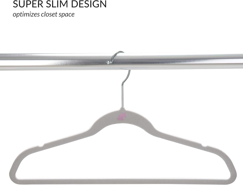 Simple 25 Pack Kids Velvet Hangers - Slim Non-Slip Design for Space Saving Closet Storage | White