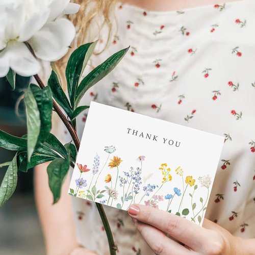 Hidreas 48 Pack Floral Thank You Cards with Envelopes, Watercolor Wildflower Thank You Notes with Kraft Envelopes Sticker for Birthday Wedding Baby Shower Bridal Shower Teachers Graduation, 4 x 6 Inch