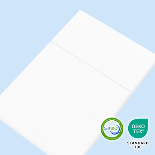 Moonlightfamily 3 inch Trifold 38" Lx26 W Mini Mattress, Storage Bag Included, Water-Resistant and Removable Cover, Machine Washable, High Density Firm Support Foam, Easy-to-go for Outdoors & Travel