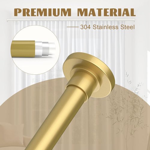 GXOACKJ Gold Shower Curtain Rod - Adjustable 31-80 Inch Spring Tension, No Drilling, Rust-Resistant Stainless Steel