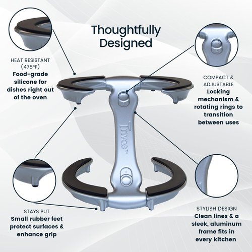 Trivae Pot Lid Holder – 4-in-1 Pot Lid Holder While Cooking, Pan Lid Holder, Trivet & Cake Stand – Versatile Kitchen Tool for Hot Pots, Serving & Display – Space-Saving, Heat-Resistant Stand