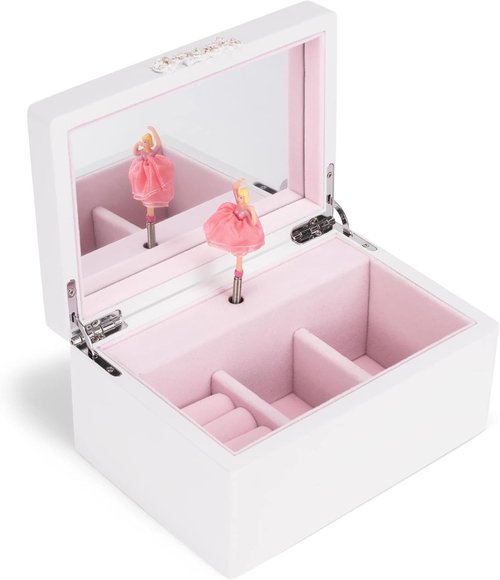 Cottage Garden Musical Jewelry Box - Ballerina White & Gold Tone | 7-Inch Plays Dance of The Sugar Plum Fairy
