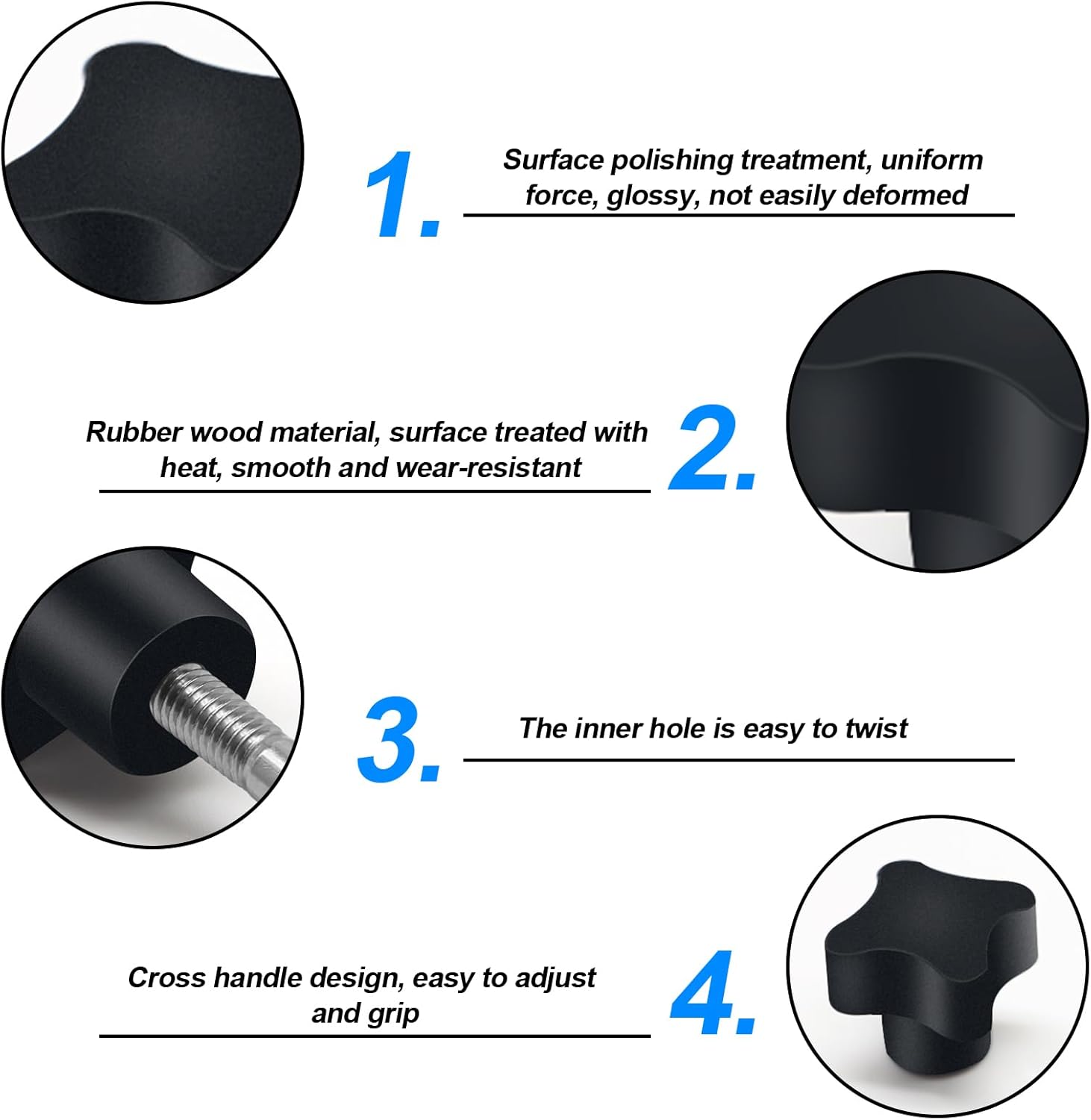 Rollator Walker Replacement Knob 2 PCS Replacement Arm Adjustment Knobs for Rollator Walker Accessories,Rollator Parts Knobs with M6 Track Bolt Set