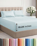 Skiennix Extra Deep Twin XL Sheet Set | 4-Piece Breathable Cooling Bedding - Soft, Wrinkle-Free Ice Blue