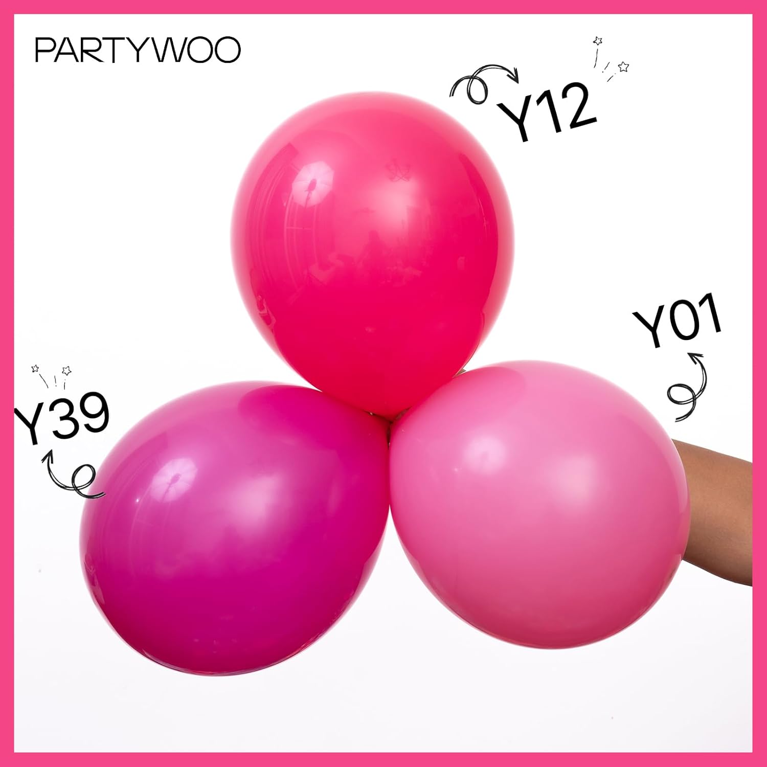 PartyWoo Hot Pink Balloon Arch Kit - 152 Pcs in Various Sizes for Baby Showers & Birthdays | Magenta Fuchsia