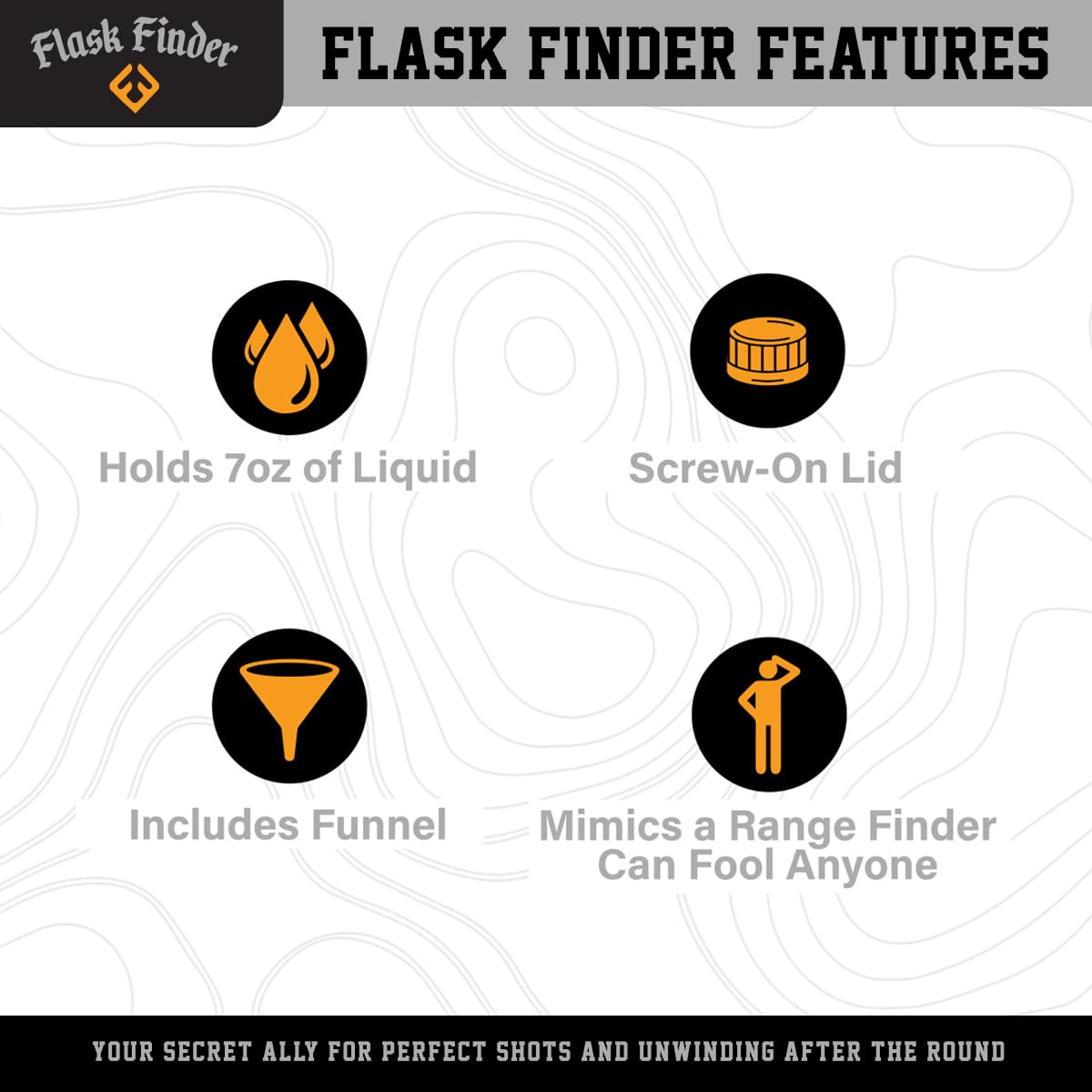 Flask Finder – Golf Flask Shaped Like a Rangefinder, 7oz High-Grade Plastic with Collapsible Funnel, Lightweight and Travel-Friendly Drink Container – Golf Gift for Men