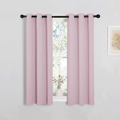 NICETOWN Blackout Curtain Panels - Thermal Insulated Drapes for Girls Room | Baby Pink & Lavender Pink, 29 x 45 Inch (1 Pair)