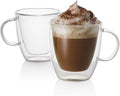 GoodGlassware Double Walled Espresso Mugs (Set of 2) 5.4 oz - Insulated Thermo Cups with Handle for Tea or Coffee Machine - Crystal Clear, Lead-Free, Dishwasher Safe Glasses
