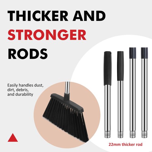 NACENA Heavy Duty Broom, 55 Inch Long Handle Outdoor Large Angle Brooms, Commercial Broom for Sweeping Indoor, for Home Garage Kitchen Office Courtyard Lobby Patio Lawn Concrete, 2 Pack, Black