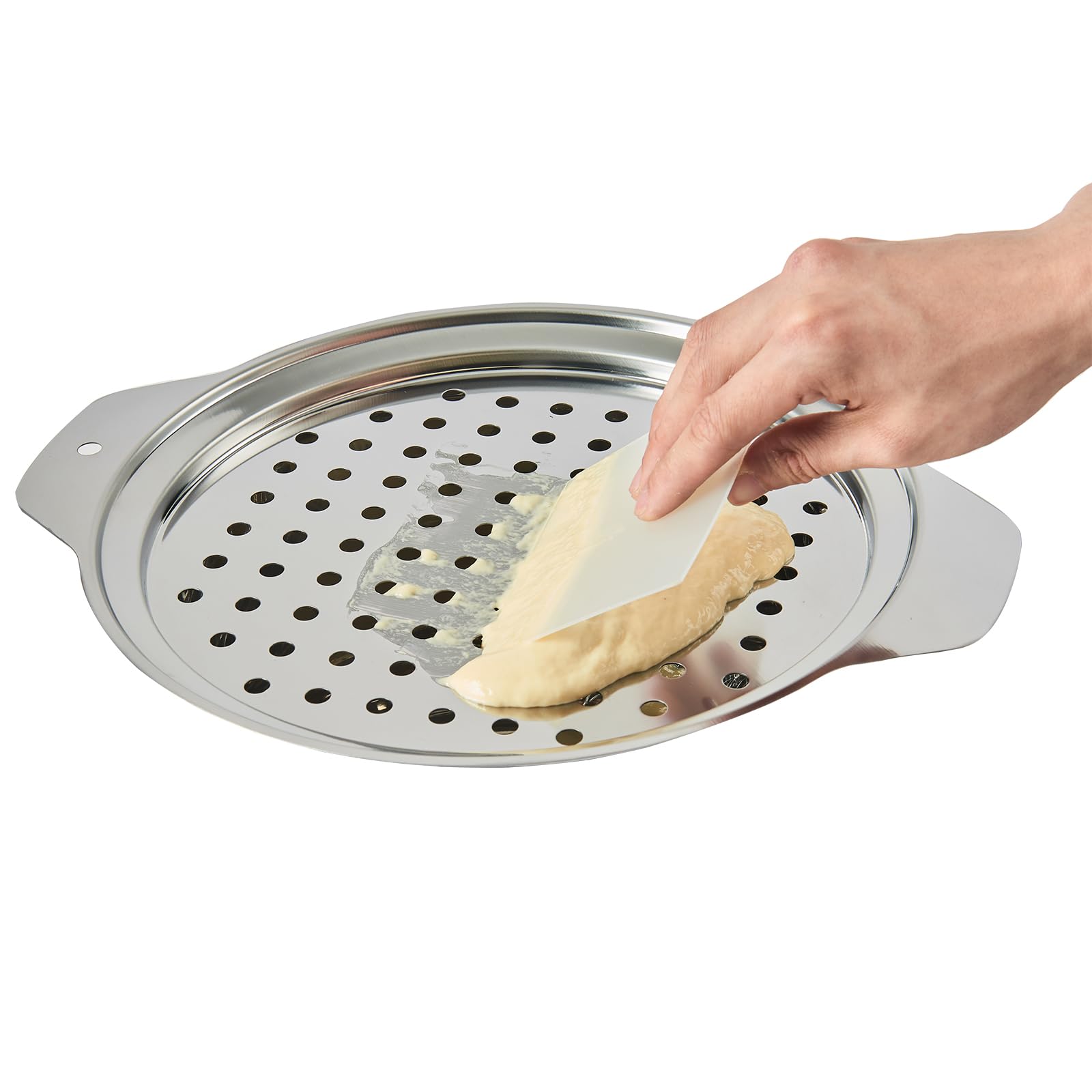 Premium Stainless Steel Spaetzle Maker Lid with Scraper, Traditional German Egg Noodle Maker Tools Pan Pot Pasta Veggies Strainer