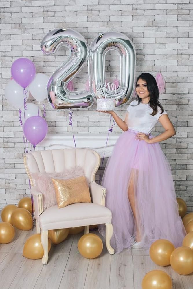 Skiennix 40 Inch Silver Number Balloon - Glamorous 40th Birthday Party Decoration for Men & Women