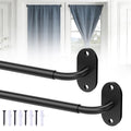 OICIPT 2 Pack French Door Curtain Rod, Screw-Mounted Sash Rods Adjustable 18–30 Inch, 1/2" Diameter Wrap Around Curtain Rods for Doors & Small Window, Black