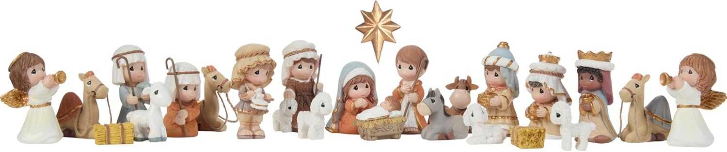 Precious Moments Countdown to Christmas Advent Calendar - Wooden Holiday Set with Storybook & Figurines | 251438