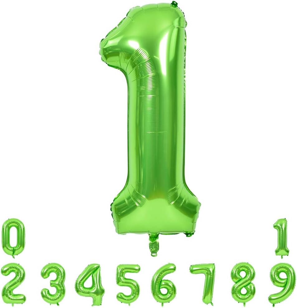 TONIFUL 40-Inch Green Number Balloons 0-9 | Helium Foil Mylar Big Party Decorations for Graduation & Birthdays