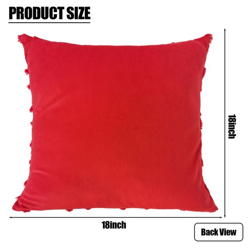 Valentine's Day Pillow Covers 18x18 Inch, 2 Pack Red Heart Throw Pillow Soft Plush Faux Fur Anniversary Wedding Valentines Day Decorations Square Luxury Case for Sofa Bed Home Decor (Red Pack of 2)