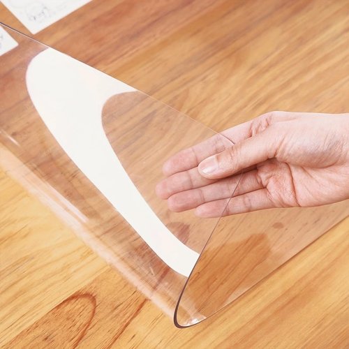 HoSwag 42"X60"Crystal PVC Table Cover Protector, Waterproof PVC Tablecloth, 1.5MM Thickened Rectangle Mat for Dinning, Desk, Coffee Table, Workbench, Dresser, TV-Stand, Counter