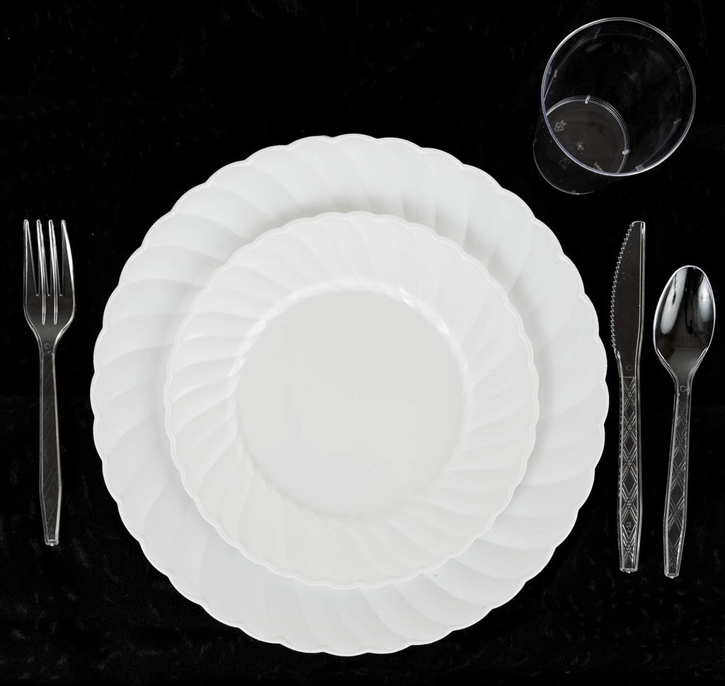 PARTY BARGAINS Argyle Settings Clear Plastic Cutlery Set 720‑Piece – 360 Forks, 240 Spoons, 120 Knives – Heavy‑Duty Disposable Utensils for Parties, Weddings, Buffets, BBQs & Catering – BPA Free