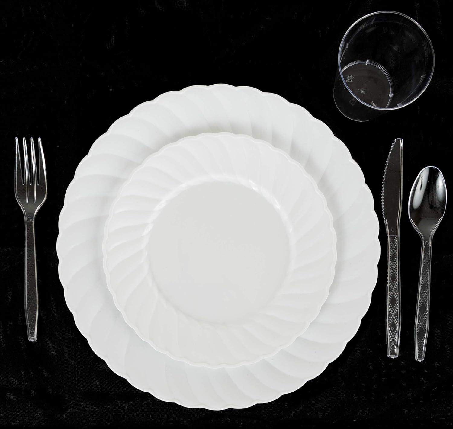 PARTY BARGAINS Argyle Settings Clear Plastic Cutlery Set 720‑Piece – 360 Forks, 240 Spoons, 120 Knives – Heavy‑Duty Disposable Utensils for Parties, Weddings, Buffets, BBQs & Catering – BPA Free