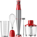 Skiennix Immersion Blender - 1100W Handheld Stick Mixer with Variable Speed, Chopper & Whisk - Christmas Red
