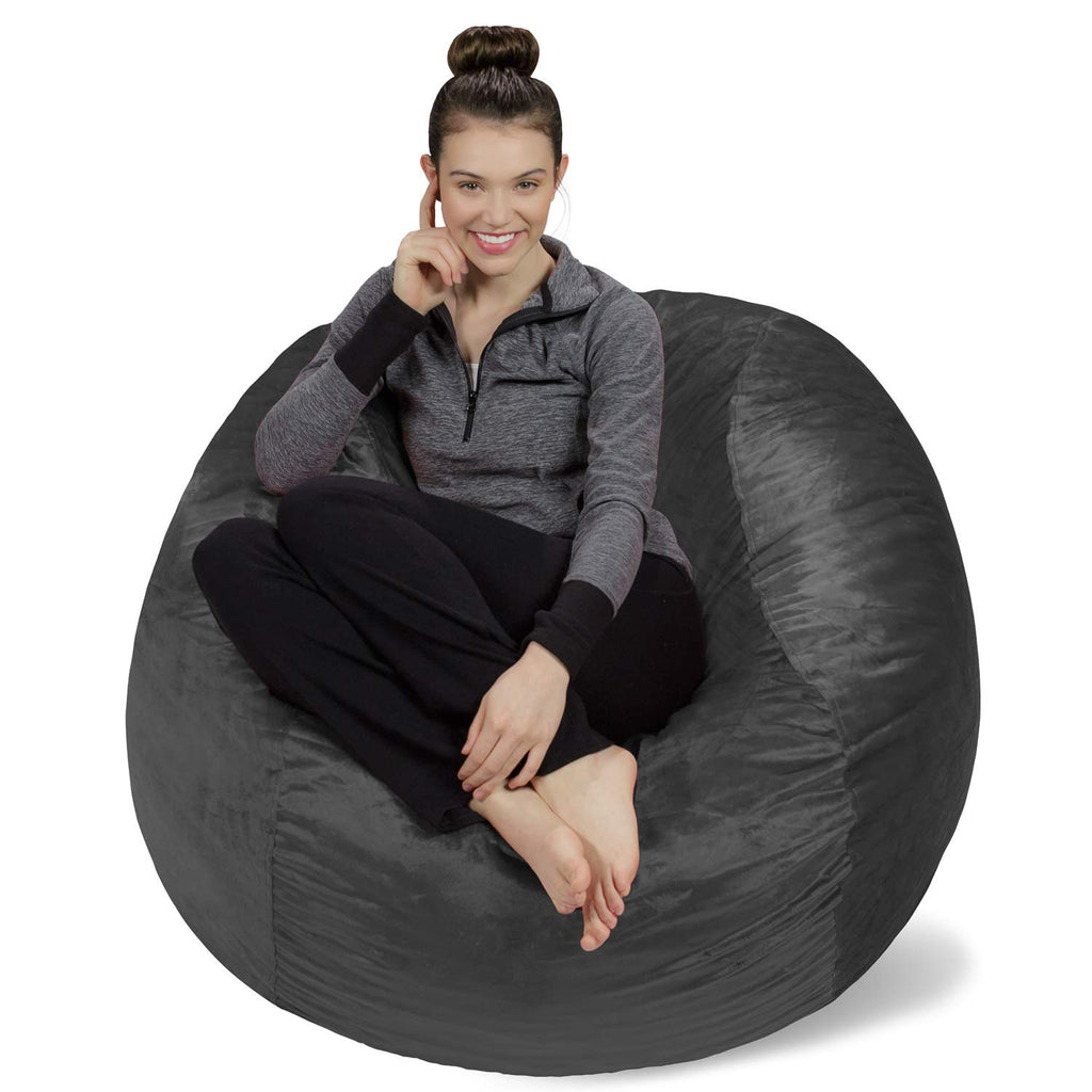 Sofa Sack Bean Bag Chair Cover Only Without Filling - Cover Replacement, 4 ft, Charcoal