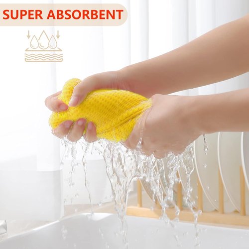 Homaxy 100% Cotton Dish Cloths - Ultra Soft, Absorbent & Quick Drying | 12x12 Inches, Yellow, 6-Pack