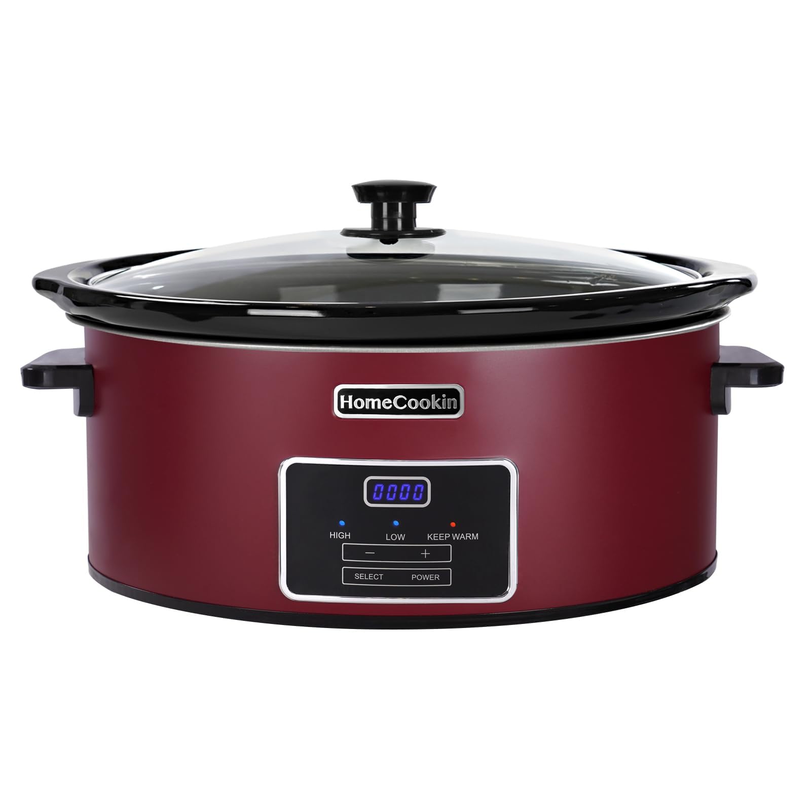 HOMECOOKIN 7 Quart Programmable Slow Cooker, Kitchen Appliances, Perfect Kitchen Small Appliance for Family Dinners, Red Stainless Steel