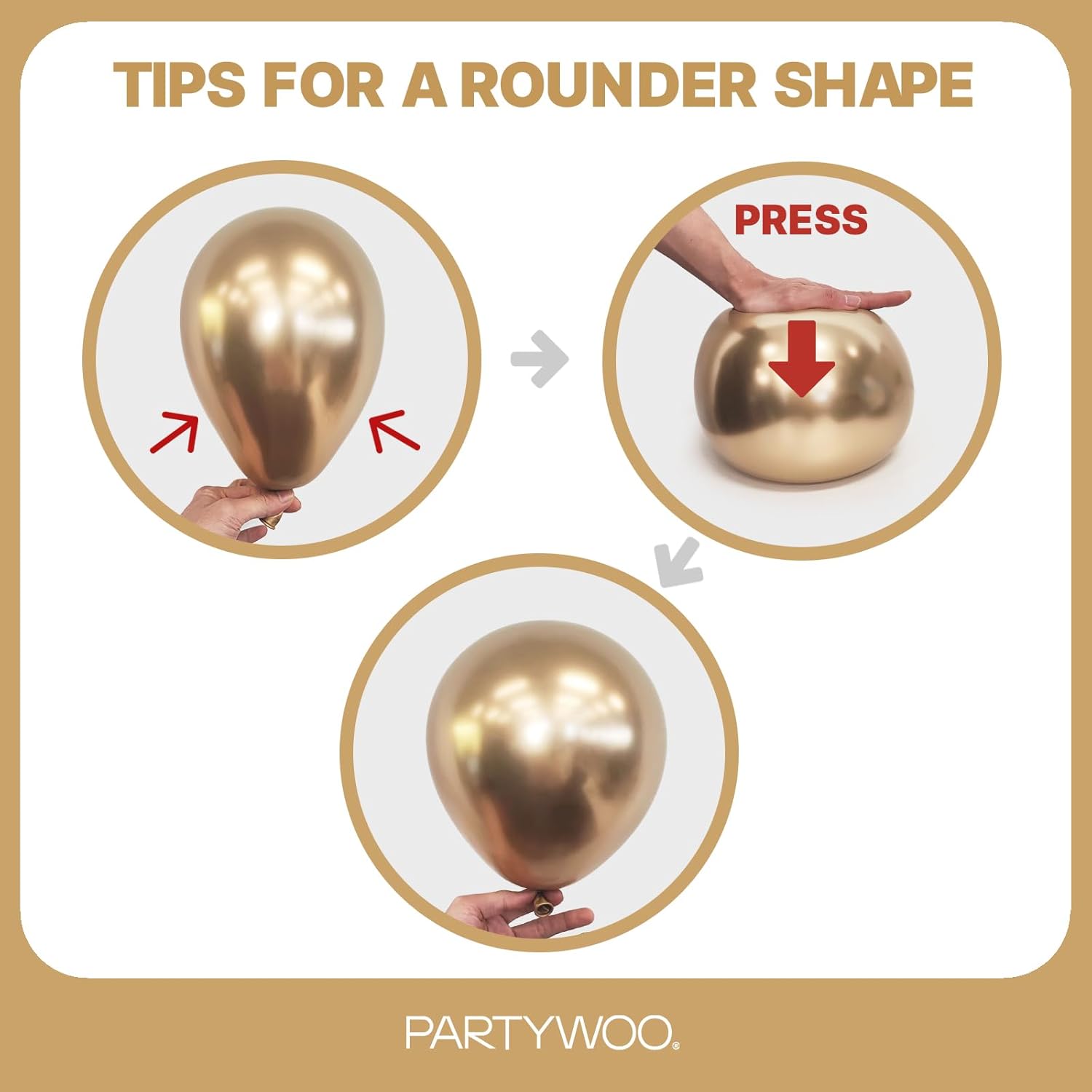 PartyWoo Metallic Gold Balloons - 101pcs 12 Inch Chrome Latex Helium Balloons for Celebrations