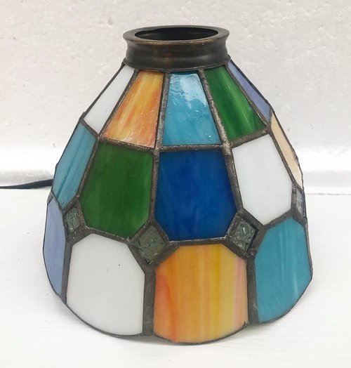 HUIMEIJU Multicolored Stained Glass Lampshade, 2-Piece Set - Fan Shaped, Tiffany Style Replacement