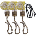 Akahttbn Ceiling Fan Light Switch Zing Ear ZE-109,Two-wire On-Off Control Pull Chain Switch Compatible with Hunter Ceiling Fans Wall Lamps (Bronze Pull Chain) 3 Pcs