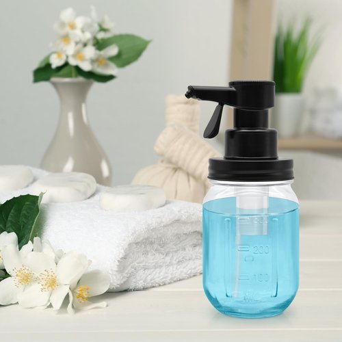 12oz Automatic Touch Sensor Liquid Glass Soap Dispenser, Hands-Free Mason Jar Soap Dispenser, Refillable Lotion Bottle for Bathroom Kitchen Countertop (Batteries Not Included)