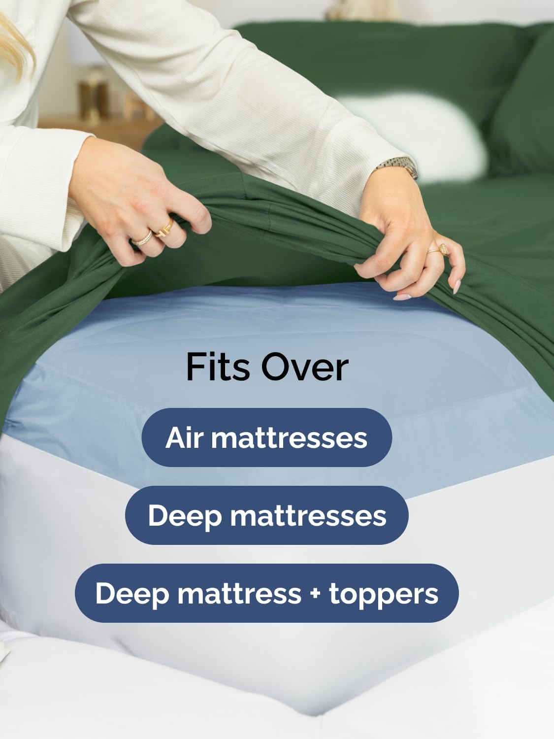 Skiennix Extra Deep Queen Sheet Set - 6-Piece Breathable Cooling Bedding - Soft Wrinkle-Free Emerald Green