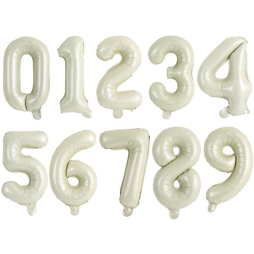 TONIFUL Balloons 16 Inch Cream White 0-9 Number Mylar Foil Balloons 10 Pcs Custom Digital Balloons for 2026 New Year Eve Birthday Party Engagement Graduations Anniversary Baby Shower