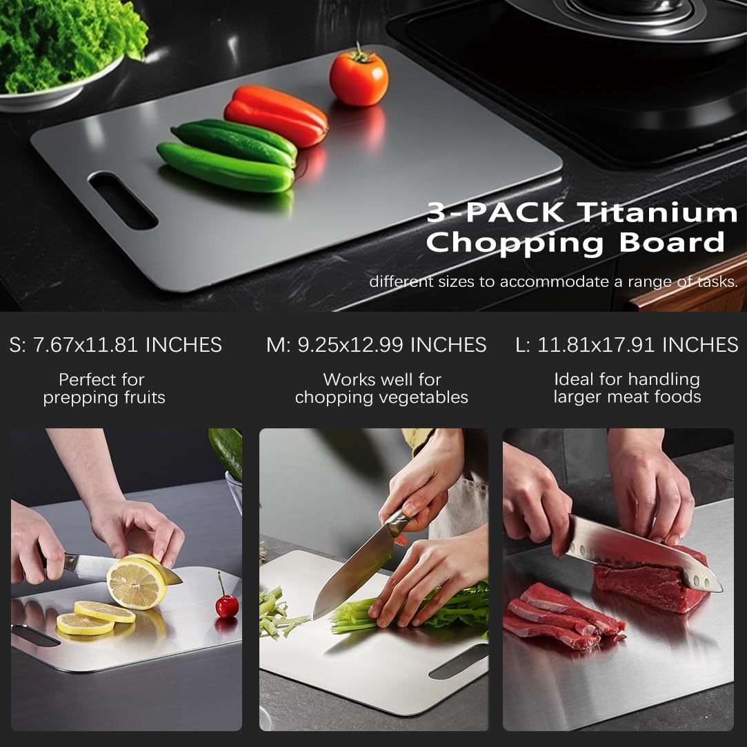 DEFEK 3 pack Titanium Cutting Boards for Kitchen -Titanium Cutting Board 107