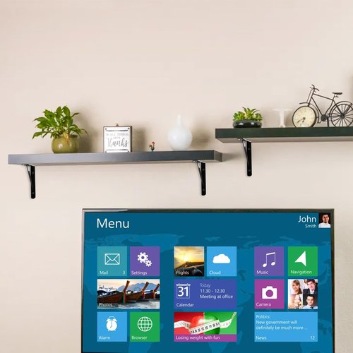 Hiceeden 12 Pack Heavy Duty Shelf Brackets, 8 in x 5 in Wall Mount Steel L Shelf Bracket, Angle Brackets for Floating Shelves, Black Metal Powder-Coated