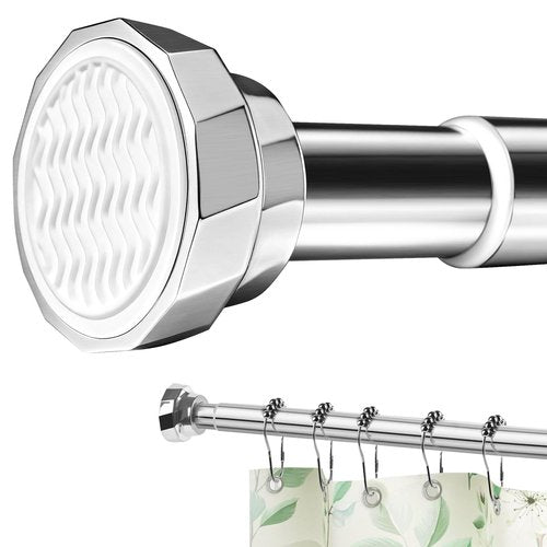 ZYKORT Shower Curtain Rod 28-75 Inch, Heavy-Duty Tension Rod, Non-Slip, Rustproof Stainless Steel, No Drilling Extendable Rod for Bathroom, Window & Closet.